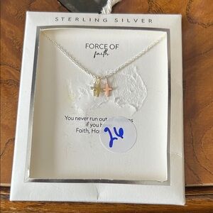 Target Force of Faith Sterling Silver Necklace with Gold and Rose Cross Charms